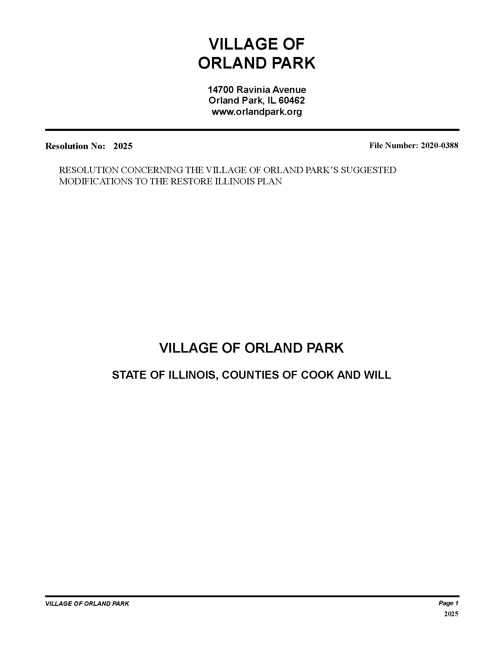 6.1.20 Resolution No 2025 (Title Page)