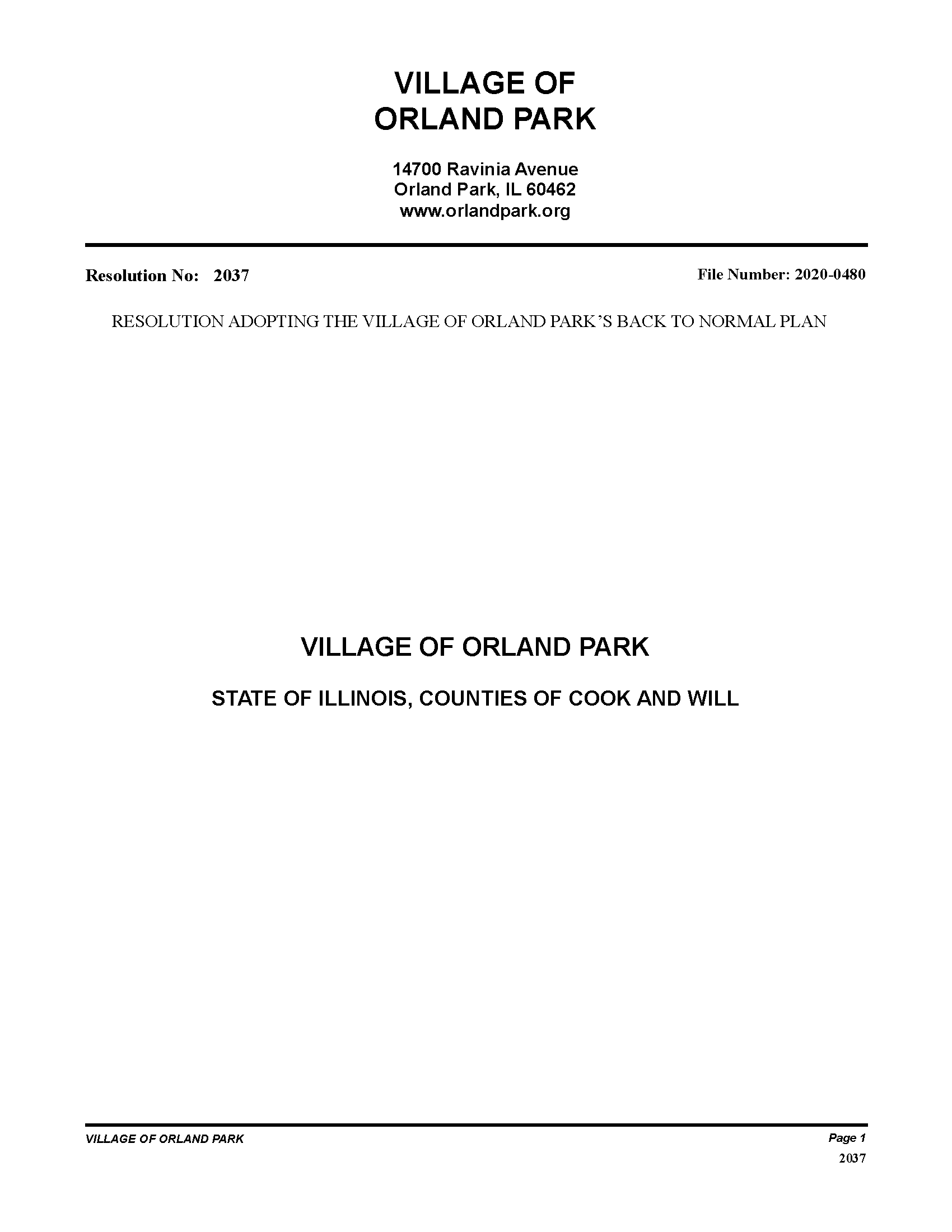 7.6.20 Resolution No 2037 (Title Page)